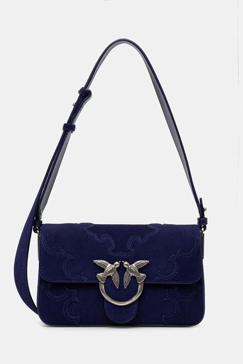 Pinko torebka crossbody damska zamszowa granatowa 106244 A0F6