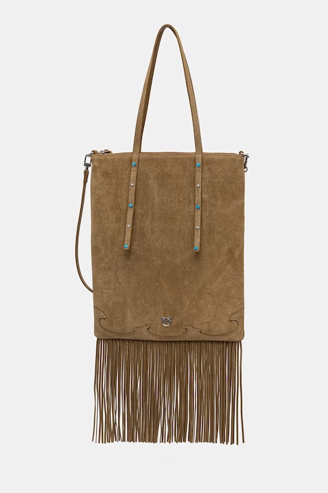 Pinko torebka crossbody damska zamszowa zielona 106666 A0F6