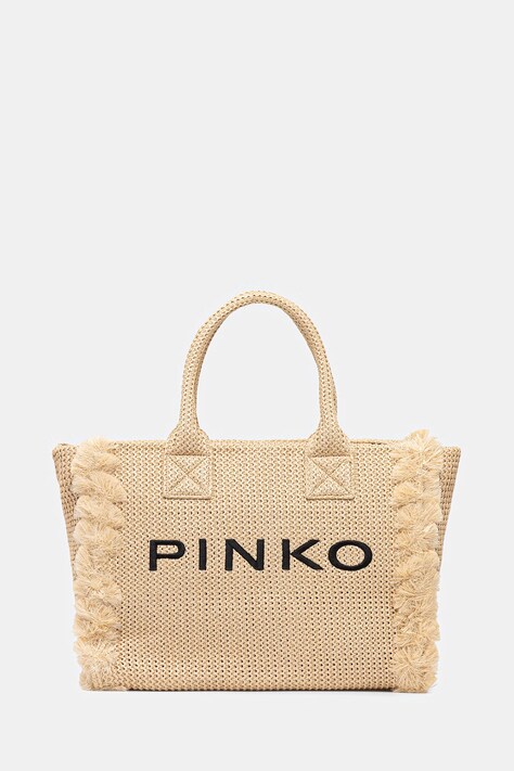 Pinko kabelka typu shopper dámska pletená béžová 106673 A39Y