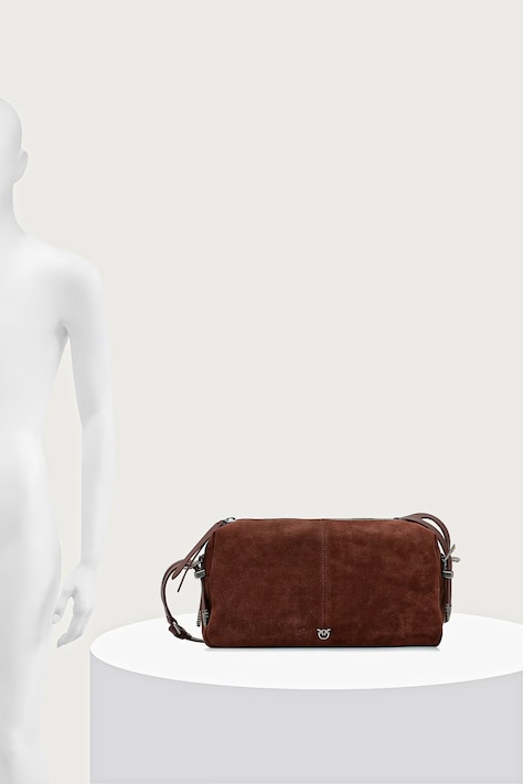 Pinko Torebka bagietka damska zamszowa brązowa 106676 A0F6