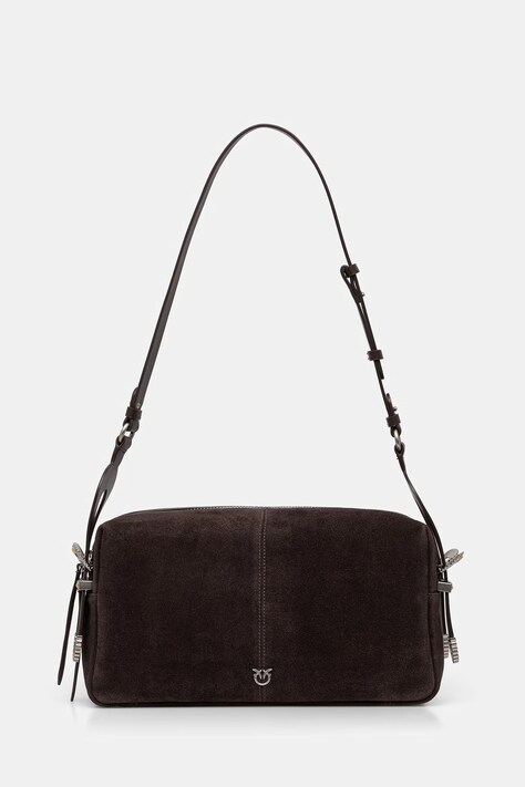 Pinko torebka bagietka damska zamszowa brązowa 106676 A0F6