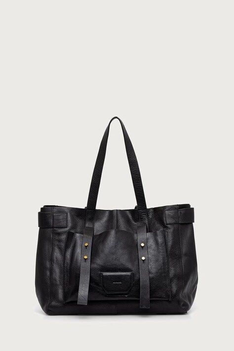 AllSaints Τσάντα tote γυναικεία δερμάτινη URSA μαύρη W259XE