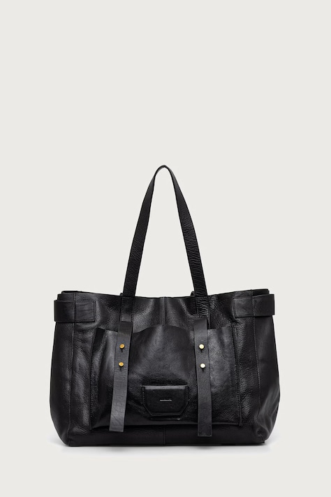 AllSaints Τσάντα tote γυναικεία δερμάτινη URSA μαύρη W259XE