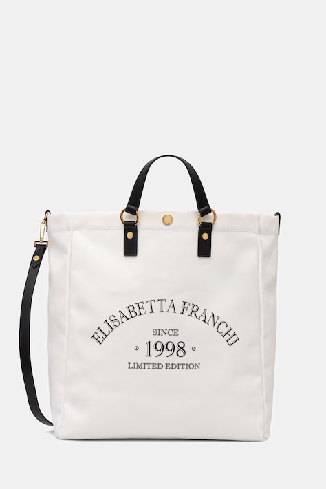 Elisabetta Franchi kabelka typu shopper dámska bavlnená béžová BS14A62E2