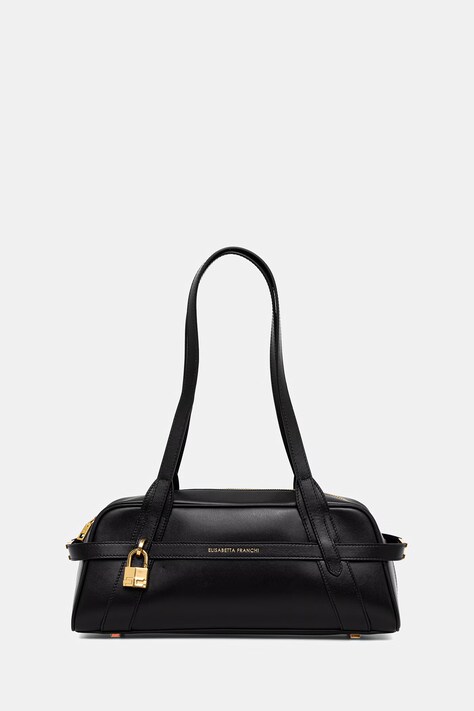 Elisabetta Franchi torebka bagietka damska skórzana czarna BS97N62E2