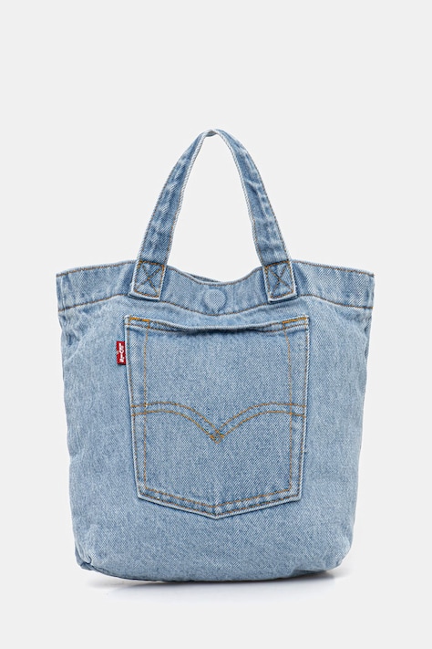 Levi's torebka bawełniana MINI BACK POCKET TOTE kolor niebieski 005FW