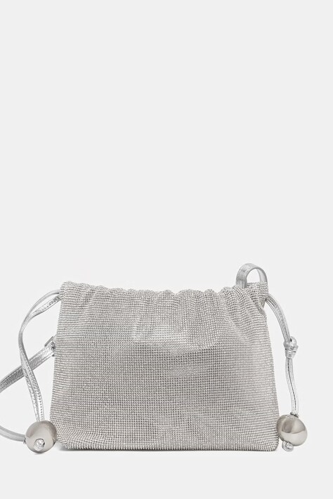 Patrizia Pepe torebka worek damska srebrna 2B0181 M017