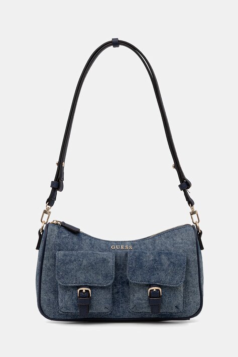 Guess kabelka typu baguette dámska bavlnená KASSIE tmavomodrá HWDG99 30170