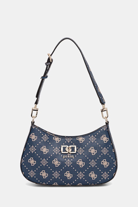 Guess структурирана дамска чанта от имитация на кожа EMELIE тъмносиня HWGP99 28180