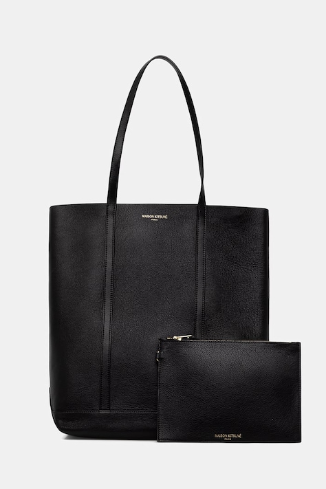 Maison Kitsuné torebka tote damska skórzana czarna QU05101LC0045