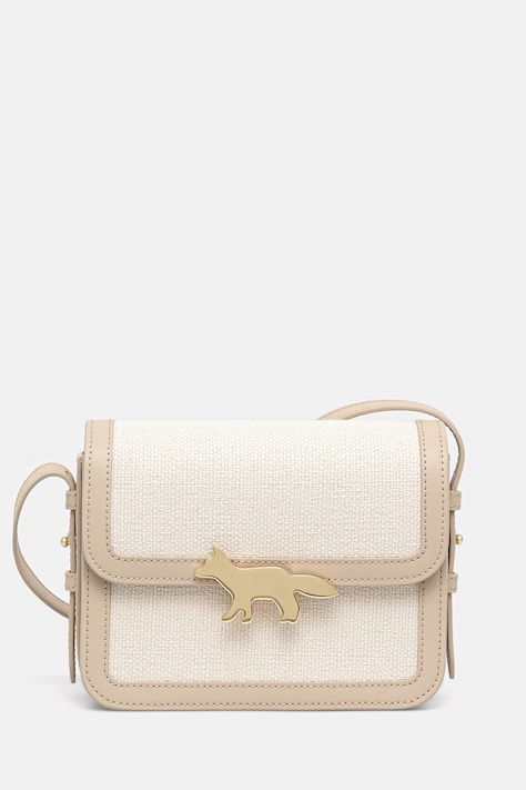 Maison Kitsuné Edie torebka kuferek damska skórzana beżowa QU05170OF0017