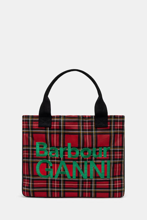 Barbour geantă de bumbac x GANNI Wax Tote Bag culoarea roșu, LBA0462TN11OS