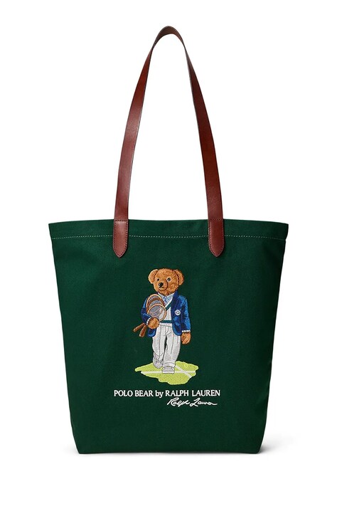 Polo Ralph Lauren CANVAS-SHOPPER-TTE-MED torebka shopper damska bawełniana zielona 405P13610001