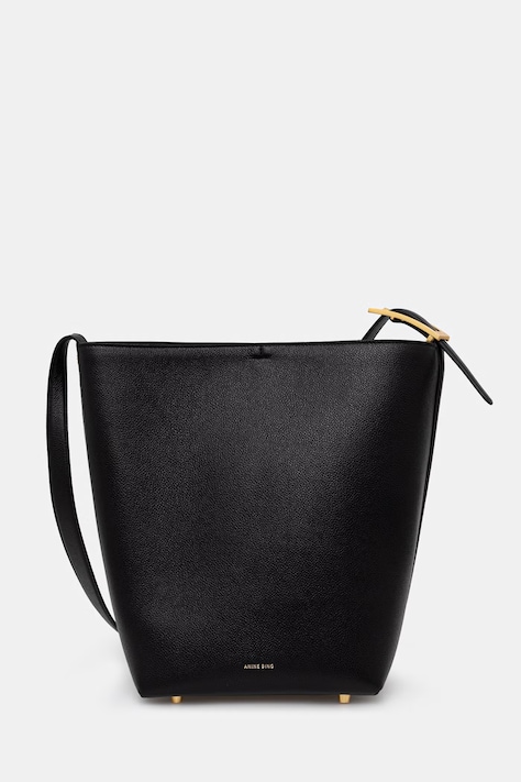 Anine Bing ELLY BUCKET BAG GRAINED LEATHER - BLACK torebka damska skórzana czarna A.13.12178.BLK1