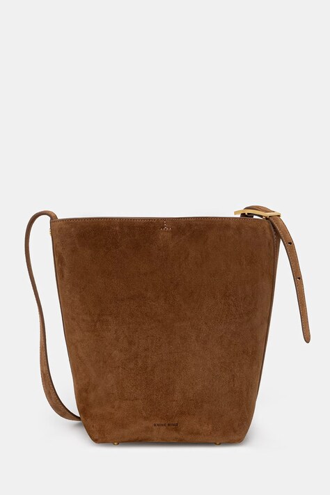 Anine Bing ELLY MEDIUM BUCKET BAG SUEDE - TOBACCO torebka damska zamszowa brązowa A.13.12209.BWN02