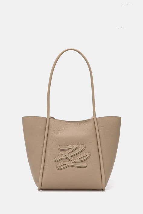 Karl Lagerfeld torebka shopper damska skórzana K/AUTOGRAPH beżowa B2W30051
