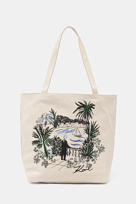 Karl Lagerfeld torebka shopper damska bawełniana K/ESSENTIAL beżowa B2W50019