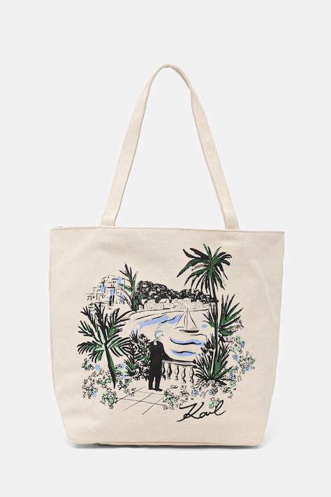 Karl Lagerfeld torebka shopper damska bawełniana K/ESSENTIAL beżowa B2W50019