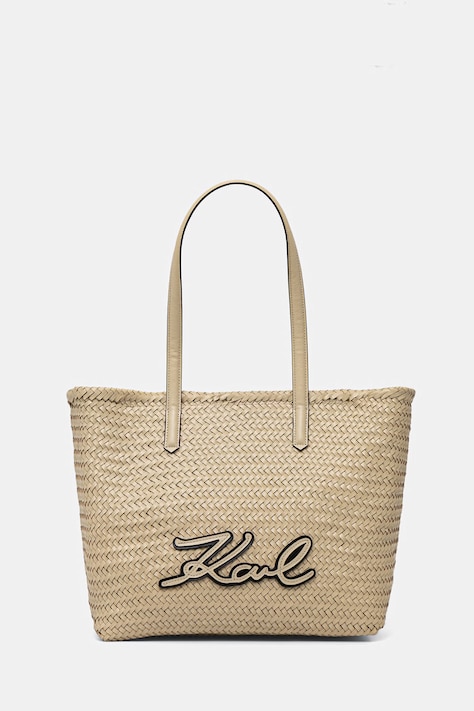 Karl Lagerfeld torebka shopper damska skórzana K/SIGNATURE beżowa B2W30205