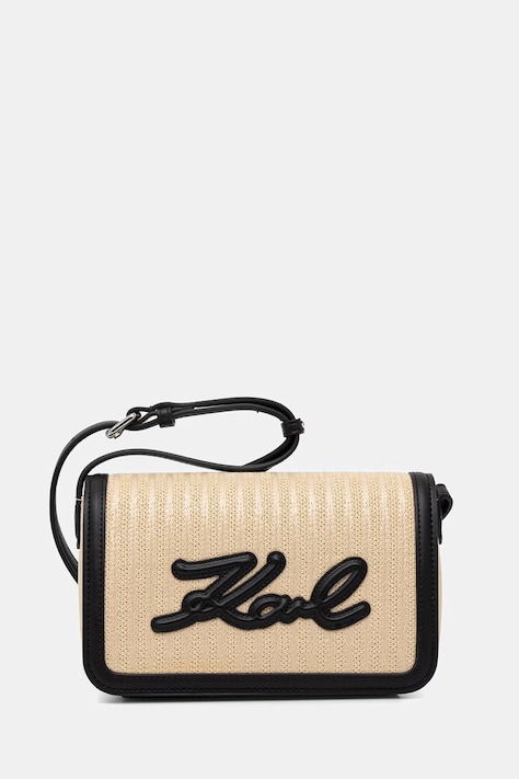 Karl Lagerfeld torebka crossbody damska pleciona K/SIGNATURE beżowa B2W30089