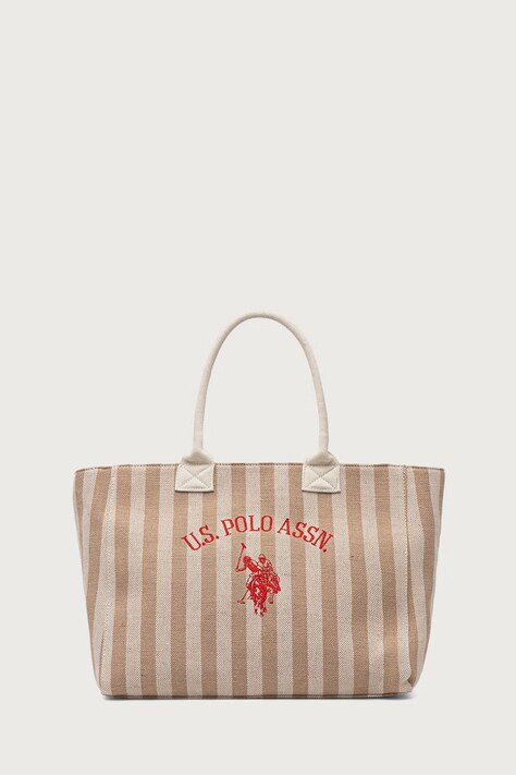U.S. Polo Assn. Torebka tote damska bawełniana beżowa