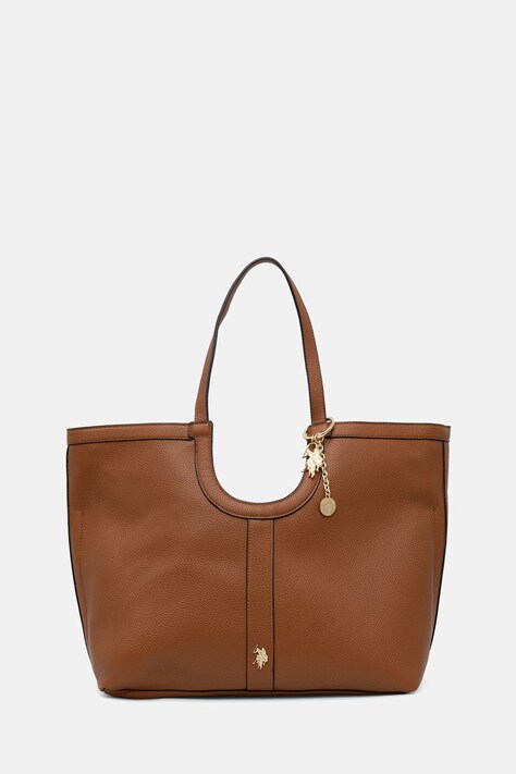 U.S. Polo Assn. torebka shopper damska z imitacji skóry LAWSON brązowa BEU8L9054WVP