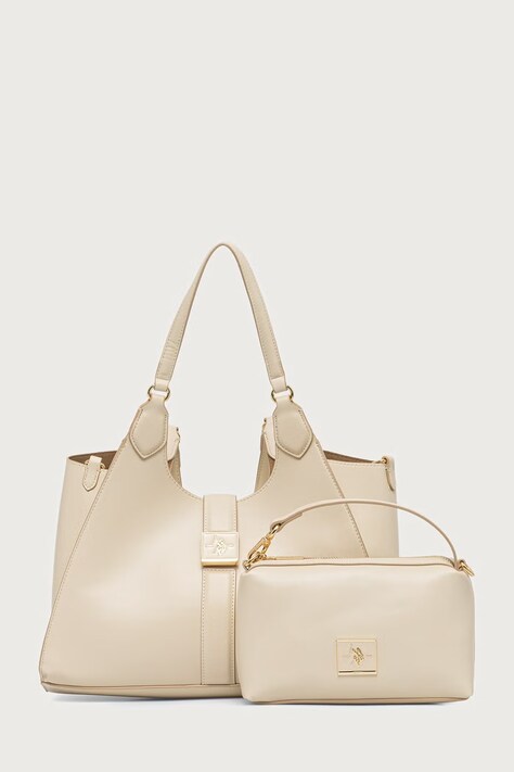 U.S. Polo Assn. Torebka shopper damska z imitacji skóry MARGARET beżowa BEUMF9043WVP