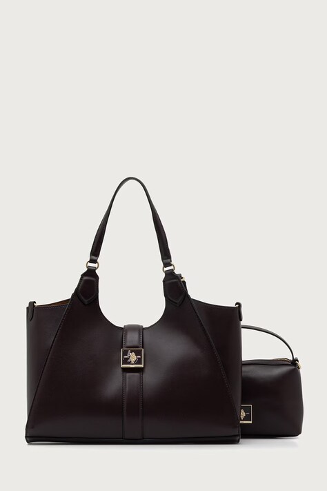U.S. Polo Assn. Torebka shopper damska z imitacji skóry MARGARET brązowa BEUMF9043WVP