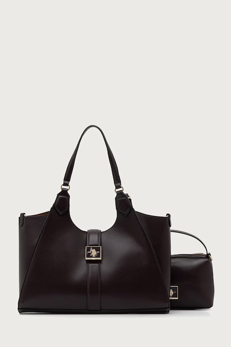 U.S. Polo Assn. Torebka shopper damska z imitacji skóry MARGARET brązowa BEUMF9043WVP