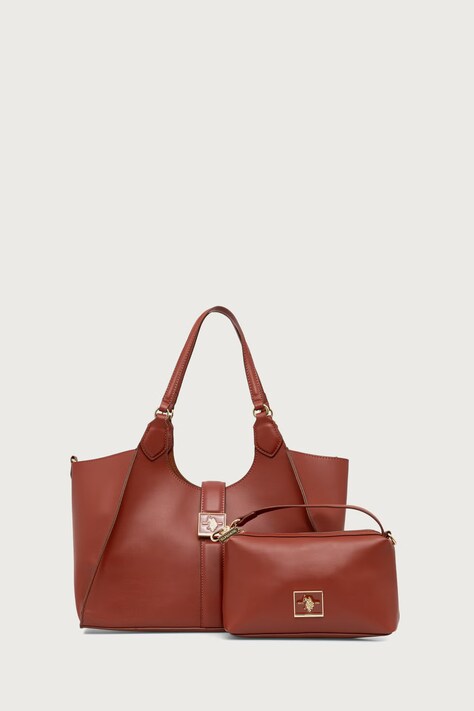 U.S. Polo Assn. Geantă shopper pentru femei cu imitație de piele MARGARET roșie BEUMF9043WVP