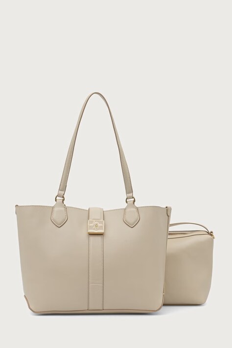 U.S. Polo Assn. Torebka shopper damska z imitacji skóry MARGARET beżowa BEUMF9044WVP