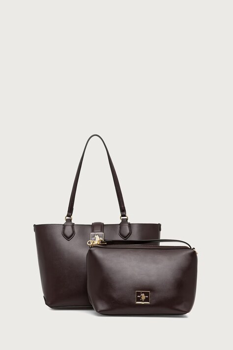 U.S. Polo Assn. Torebka shopper damska z imitacji skóry MARGARET brązowa BEUMF9044WVP