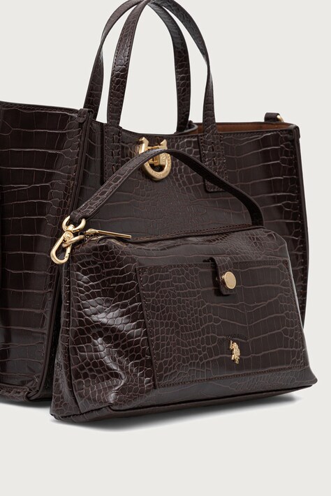 U.S. Polo Assn. Torebka shopper damska z imitacji skóry MIDDLETON brązowa BIU0M8869WVP