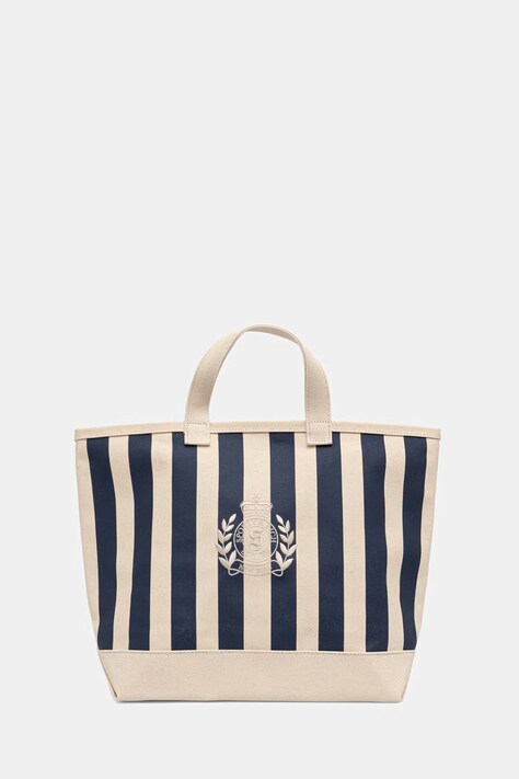 Sporty & Rich NY Crest torebka shopper damska bawełniana beżowa BA011712243BE28