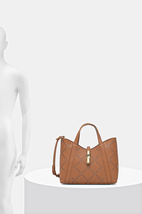 Furla torebka crossbody damska skórzana Goccia S Tote brązowa WB01789