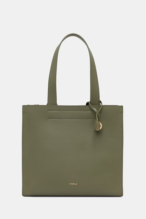 Furla torebka shopper damska skórzana Divide It M Tote zielona WB02037 BX3104 4555S