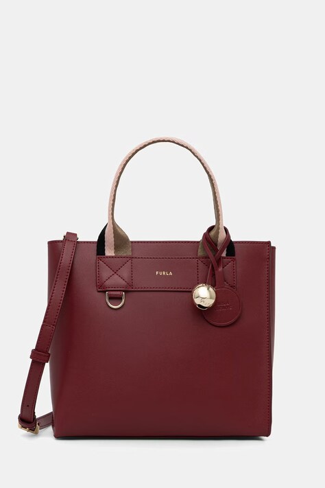 Furla torebka damska skórzana Divide It S Tote bordowa WB02038 BX4467 T6G00