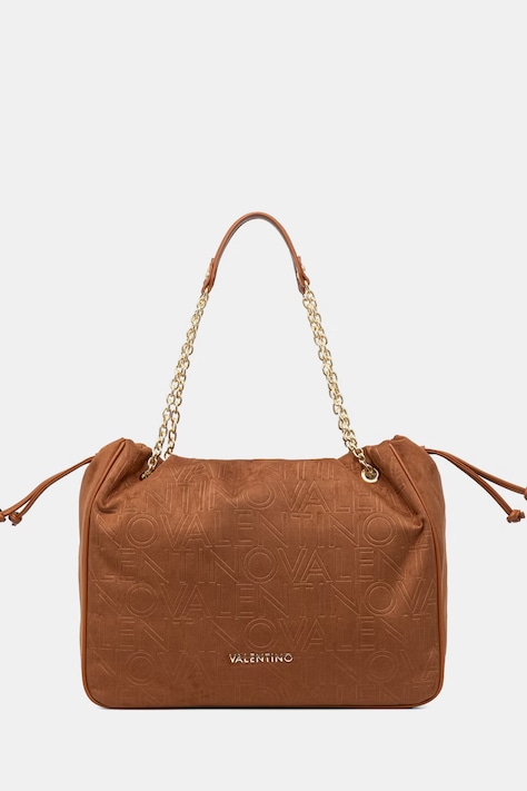 Valentino Bags torebka shopper damska z imitacji zamszu MAXI brązowa VBS9U701