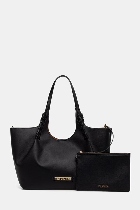 Love Moschino Torebka shopper damska z imitacji skóry czarna JC4297PP0OKL0000