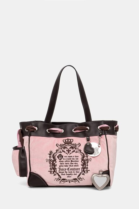Juicy Couture torebka shopper damska bawełniana DAYDREAMER różowa BEJD09883WC2