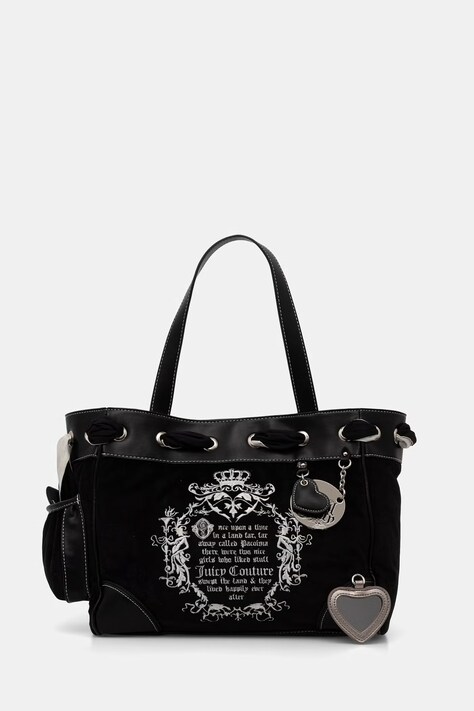 Juicy Couture torebka shopper damska bawełniana DAYDREAMER czarna BEJD09883WC2