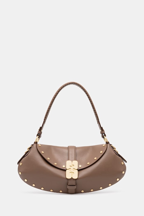 GANNI B-Kat Studs torebka rogal damska skórzana brązowa B2060040