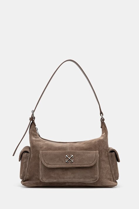 Off-White Dumbo.B torebka damska zamszowa brązowa OWNN18OS26LEA001