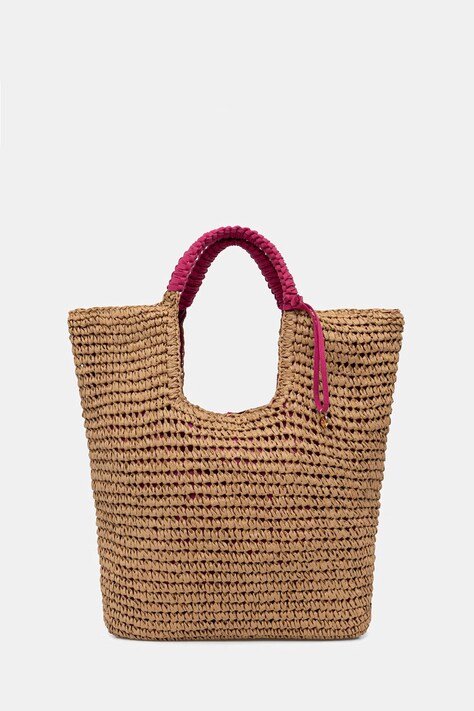 United Colors of Benetton τσάντα hobo γυναικεία πλεγμένη μπεζ 69GMVY02P