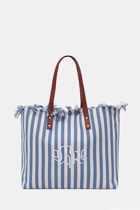 United Colors of Benetton Tote γυναικεία βαμβακερή μπλε 6O4LVY02N