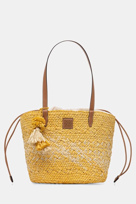 Pedro del Hierro torebka shopper damska pleciona żółta 1113598