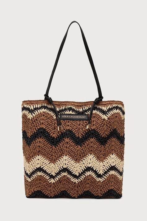Lola Casademunt Torebka tote damska pleciona beżowa LS2604096