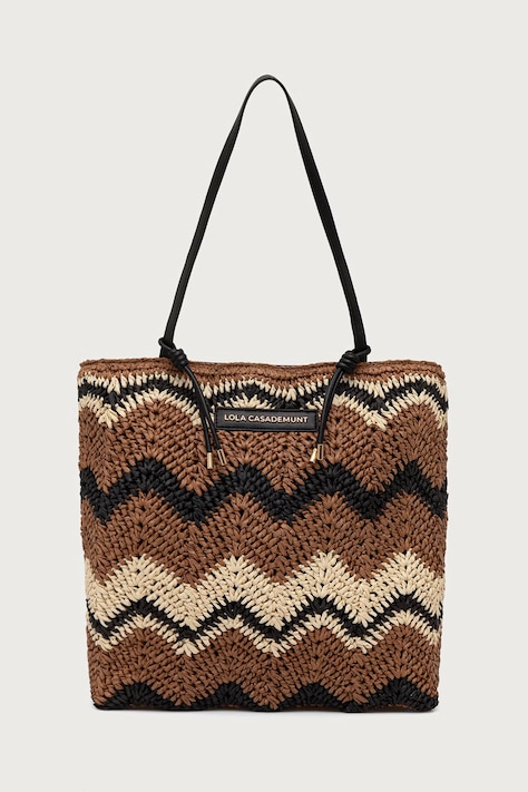Lola Casademunt Torebka tote damska pleciona beżowa LS2604096