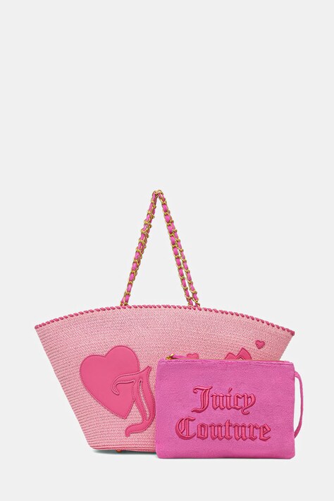 Juicy Couture torba plażowa damska pleciona ALMA BEACH BASKET różowa BEJ0A9952WXZ