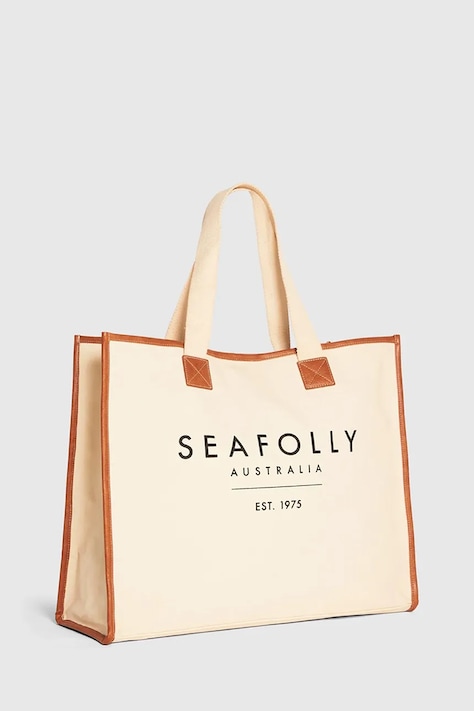 Seafolly сумка tote для женщин из хлопка Canvas Tote бежевая 71763-BG
